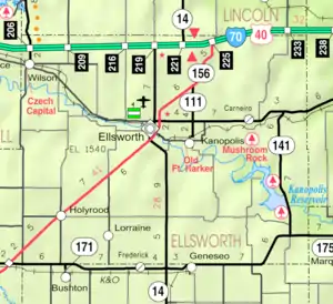KDOT map of Ellsworth County (legend)