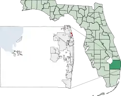 Location of Juno Beach in Palm Beach County, Florida