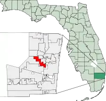 Location of Lauderhill in Broward County, Florida
