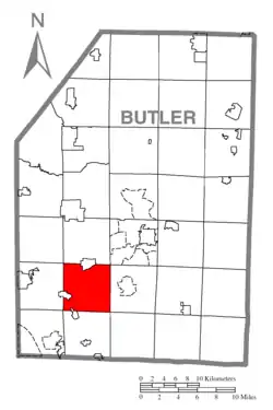 Map of Butler County, Pennsylvania, highlighting Forward Township