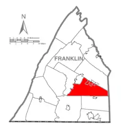Map of Franklin County, Pennsylvania highlighting Guilford Township