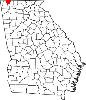 State map highlighting Catoosa County