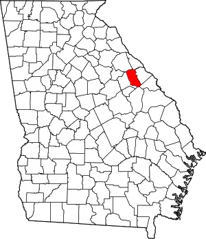 Map of Georgia highlighting McDuffie County