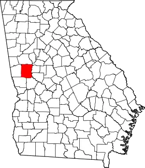 State map highlighting Meriwether County