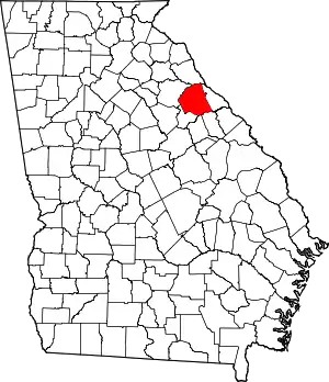 Map of Georgia highlighting Wilkes County