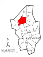 Map of Columbia County  highlighting Greenwood Township