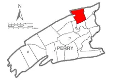 Map of Perry County, Pennsylvania highlighting Greenwood Township