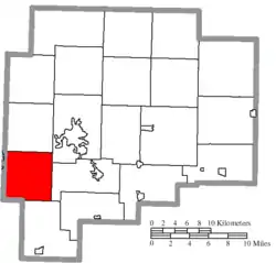 Location of Westland Township in Guernsey County