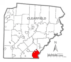 Map of Clearfield County, Pennsylvania highlighting Gulich Township