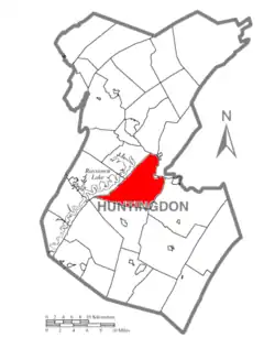 Map of Huntingdon County, Pennsylvania Highlighting Union Township