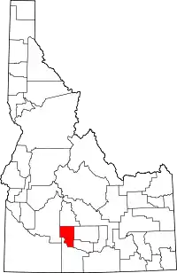 State map highlighting Gooding County