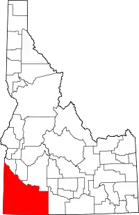 State map highlighting Owyhee County