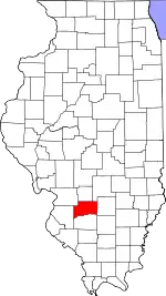 Map of Illinois highlighting Clinton County