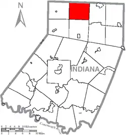 Map of Indiana County, Pennsylvania Highlighting North Mahoning Township