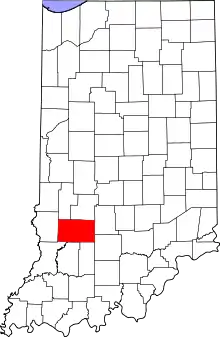 Map of Indiana highlighting Greene County