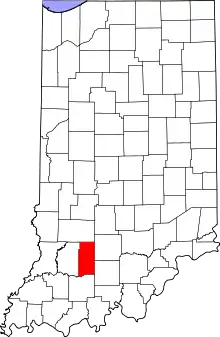 Map of Indiana highlighting Martin County