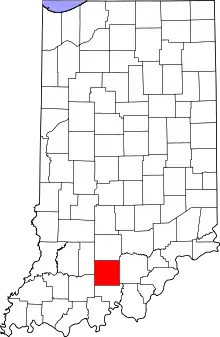 Map of Indiana highlighting Orange County