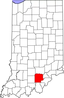 Washington County's location in Indiana