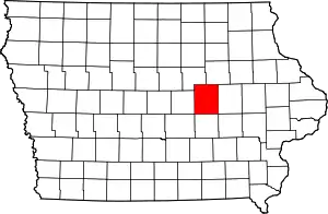 Map of Iowa highlighting Tama County