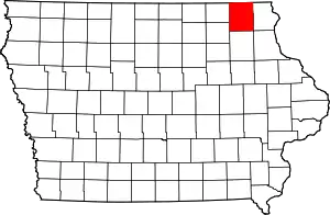 State map highlighting Winneshiek County