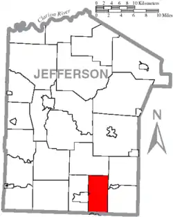 Map of Jefferson County, Pennsylvania Highlighting Bell Township