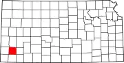 Map of Kansas highlighting Grant County