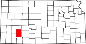 Map of Kansas highlighting Gray County