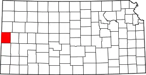 Map of Kansas highlighting Greeley County
