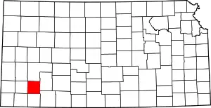 Map of Kansas highlighting Haskell County