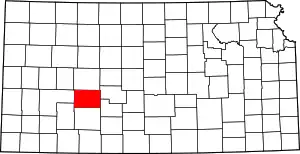 State map highlighting Hodgeman County