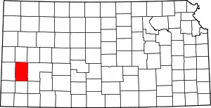 Map of Kansas highlighting Kearny County