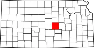 Map of Kansas highlighting McPherson County