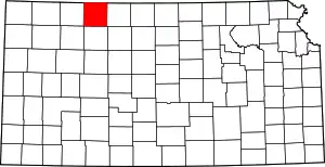 Map of Kansas highlighting Norton County
