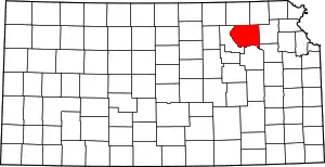 Map of Kansas highlighting Pottawatomie County