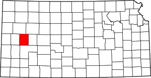 Map of Kansas highlighting Scott County