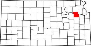 Map of Kansas highlighting Shawnee County