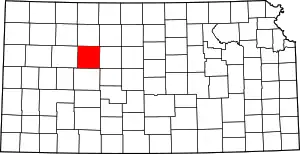 State map highlighting Trego County