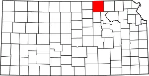 Map of Kansas highlighting Washington County