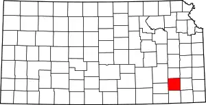 Map of Kansas highlighting Wilson County