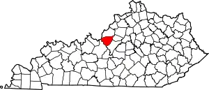 State map highlighting Bullitt County