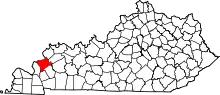 Map of Kentucky highlighting Crittenden County