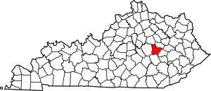 State map highlighting Estill County