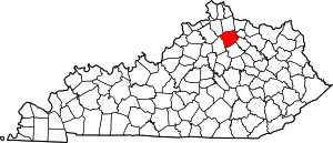 State map highlighting Harrison County