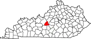 Map of Kentucky highlighting LaRue County