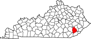 State map highlighting Leslie County