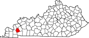 Map of Kentucky highlighting Lyon County