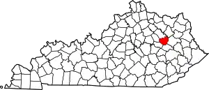 Map of Kentucky highlighting Menifee County