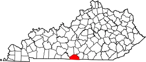 Map of Kentucky highlighting Monroe County