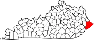 Map of Kentucky highlighting Pike County