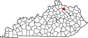 Map of Kentucky highlighting Robertson County